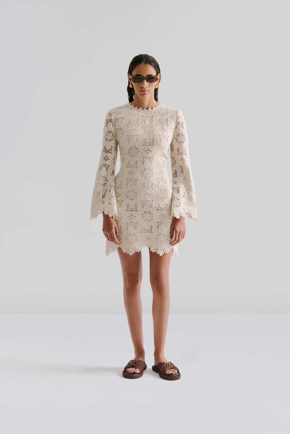 Imani Guipure Lace Mini Dress - Sand