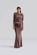 Majori Ruched Jersey Maxi Skirt - Chocolate