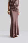 Majori Ruched Jersey Maxi Skirt - Chocolate