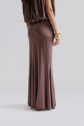 Majori Ruched Jersey Maxi Skirt - Chocolate