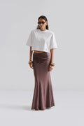 Majori Ruched Jersey Maxi Skirt - Chocolate