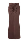 Majori Ruched Jersey Maxi Skirt - Chocolate