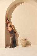Majori Ruched Jersey Maxi Skirt - Chocolate