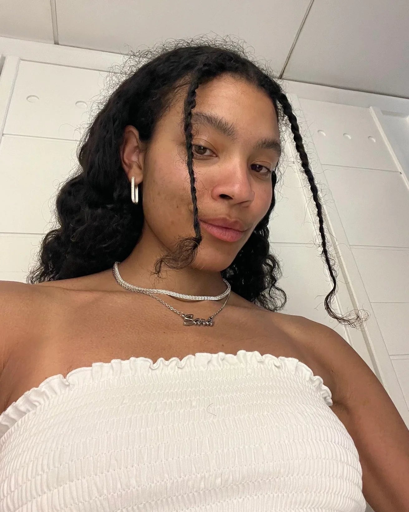 Diamond Edge Hoops - Silver