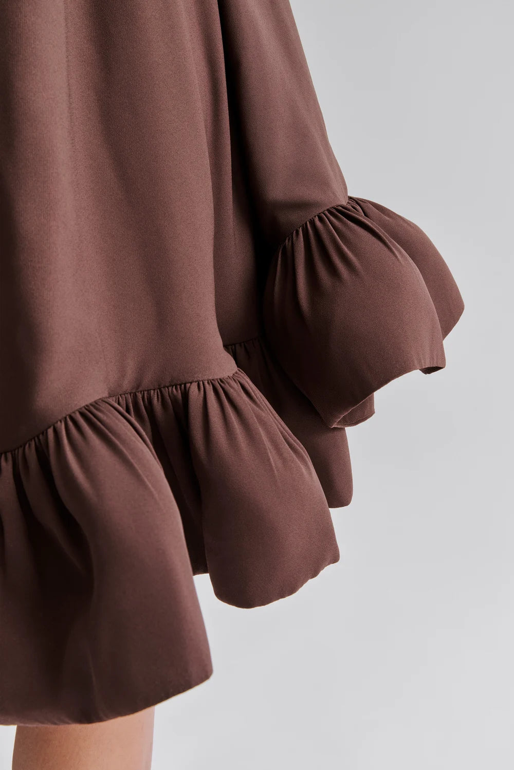 Mikala Strapless Ruffled Mini Dress - Chocolate