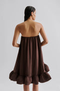Mikala Strapless Ruffled Mini Dress - Chocolate