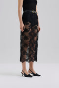 Alice Sheer Lace Midikjol - Svart