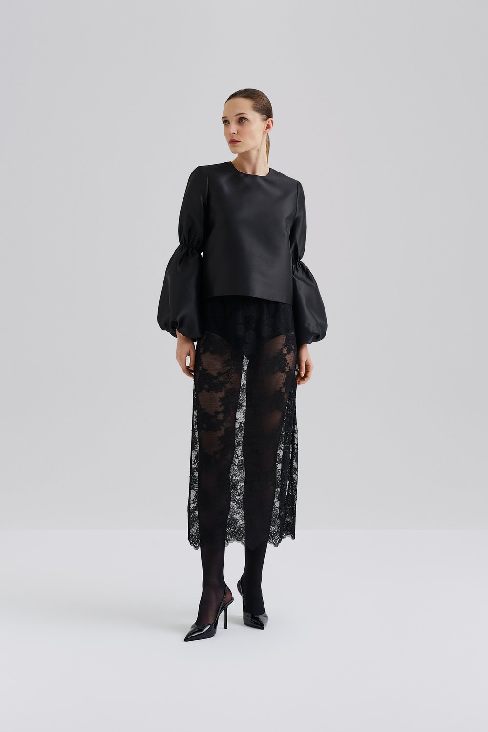 Alice Sheer Lace Midikjol - Svart