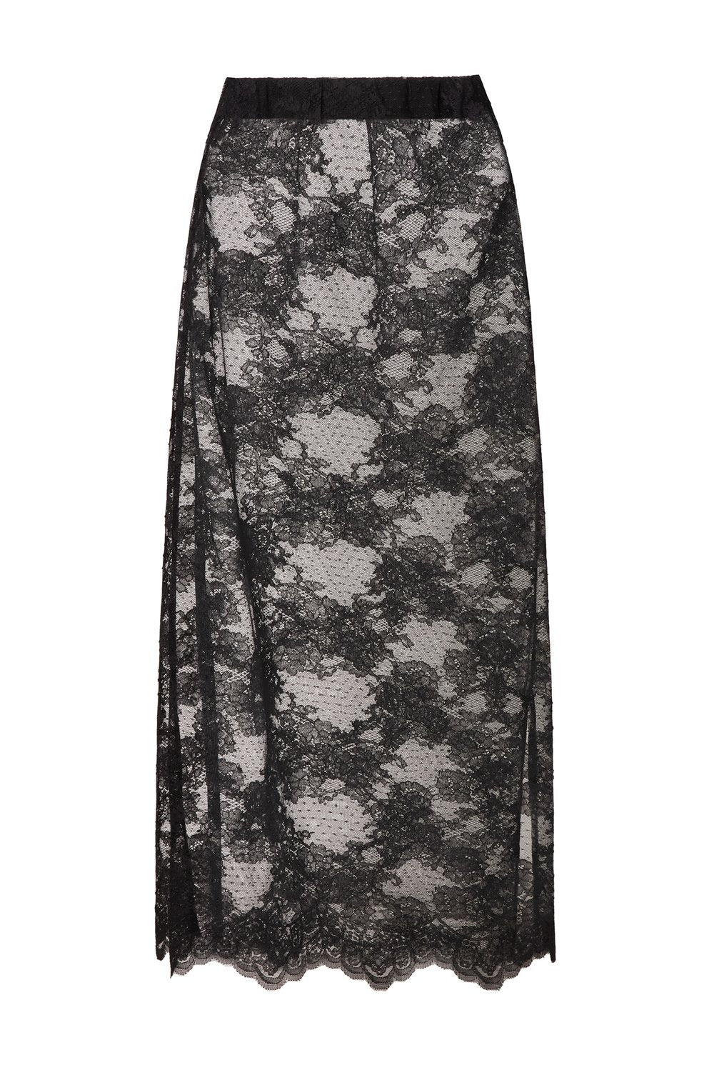 Alice Sheer Lace Midikjol - Svart