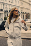 W. Varsity Zip Hoodie - Grå/Burgundy