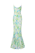 Amaia Chiffon Slip Maxi Dress - Pastel Floral Pistachio