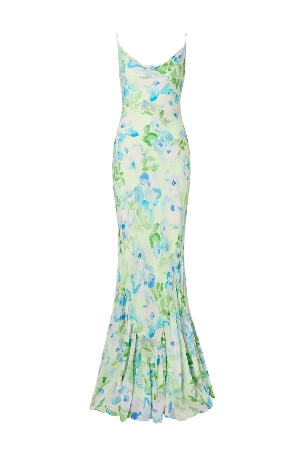 Amaia Chiffon Slip Maxi Dress - Pastel Floral Pistachio