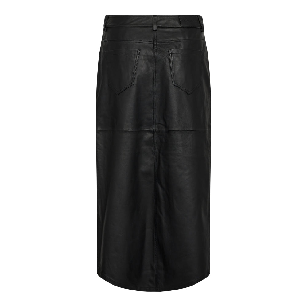 Phoebecc Leather Slit Skirt - Black
