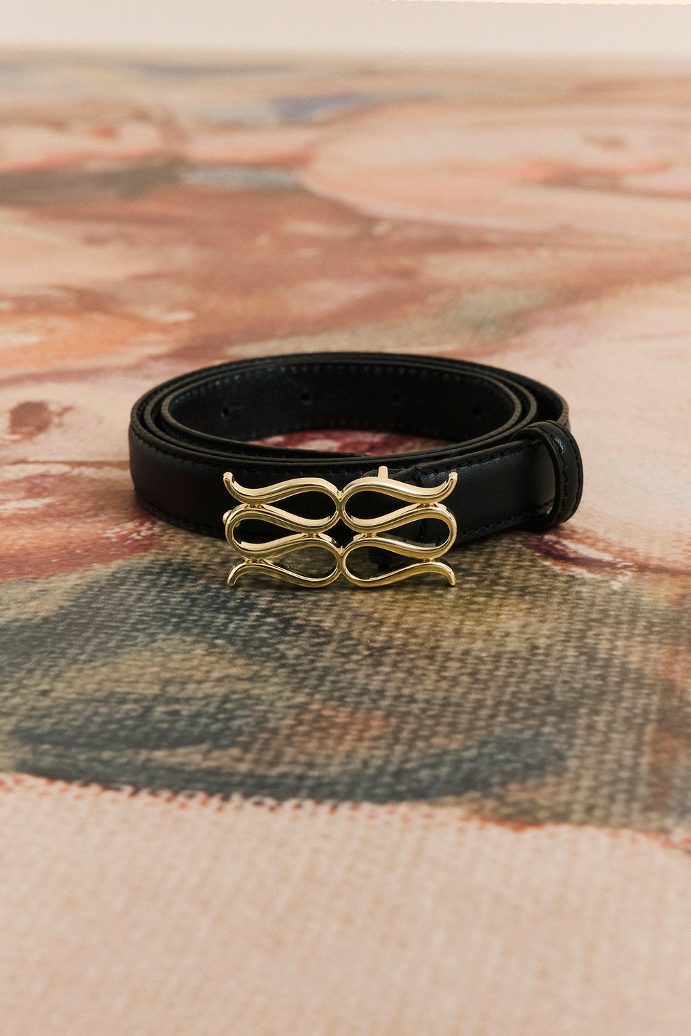 Monogram Leather Belt - Svart