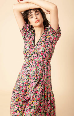 Dominica Long Linen Dress - Black