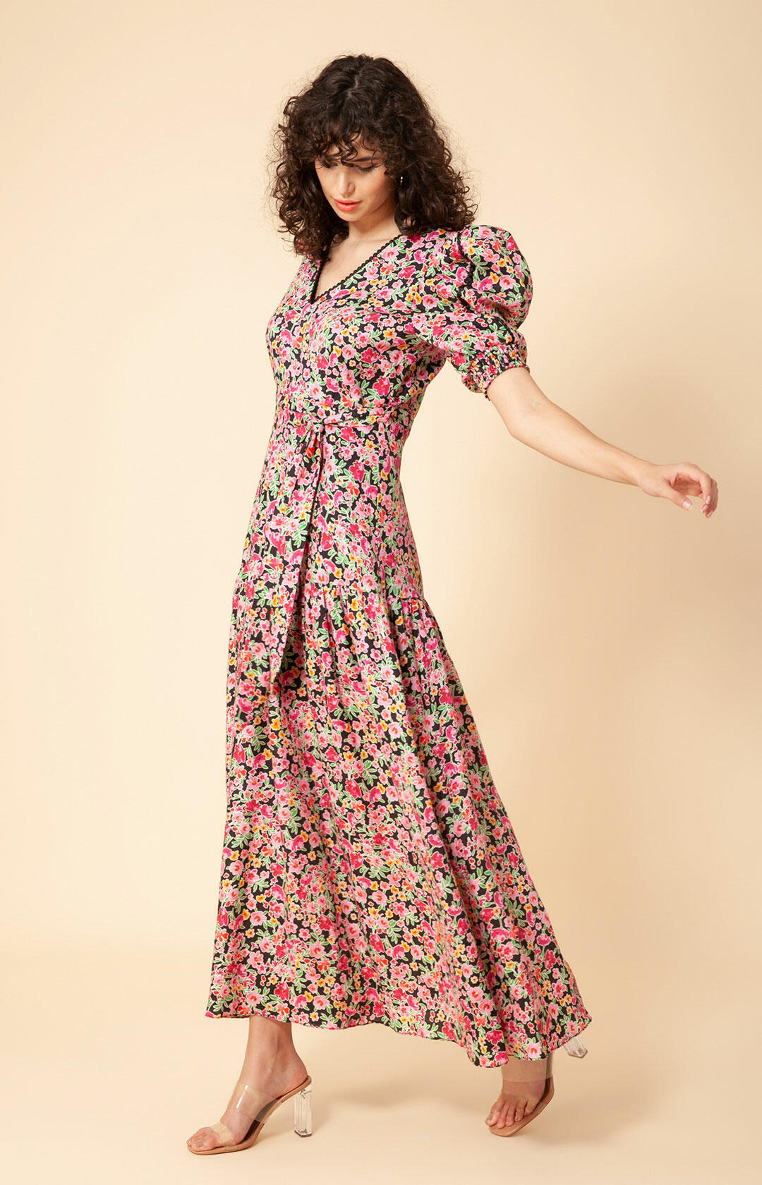 Dominica Long Linen Dress - Black