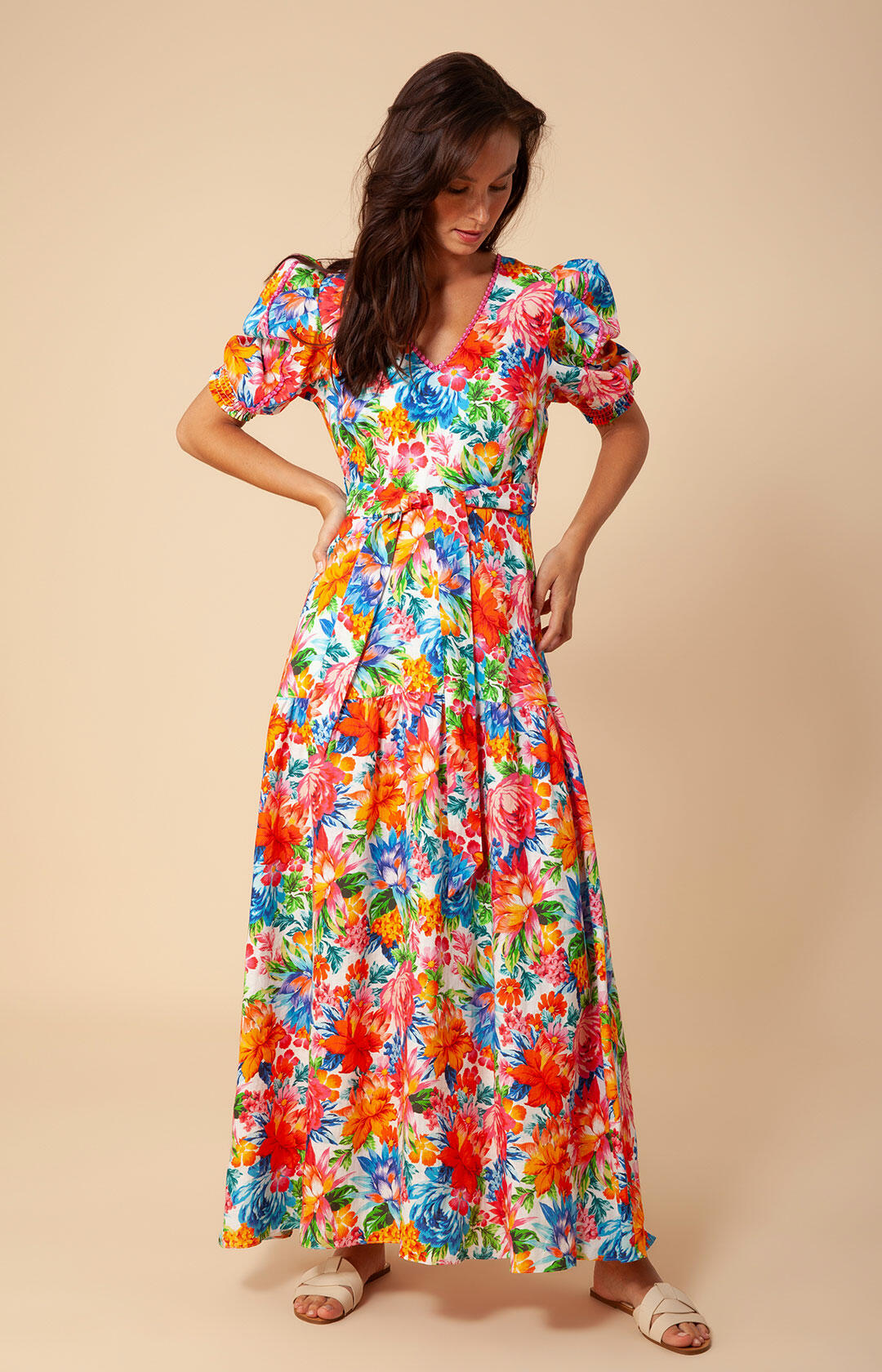 Dominica Long Linen Dress - Ivory