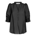 Callum Elastic SS V-Blouse - Black
