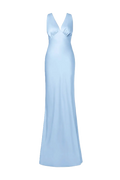 Thelma Open Back Satin Maxi Dress - Dusty Blue
