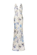 Thelma Open Back Satin Maxi Dress - Tulip Blue