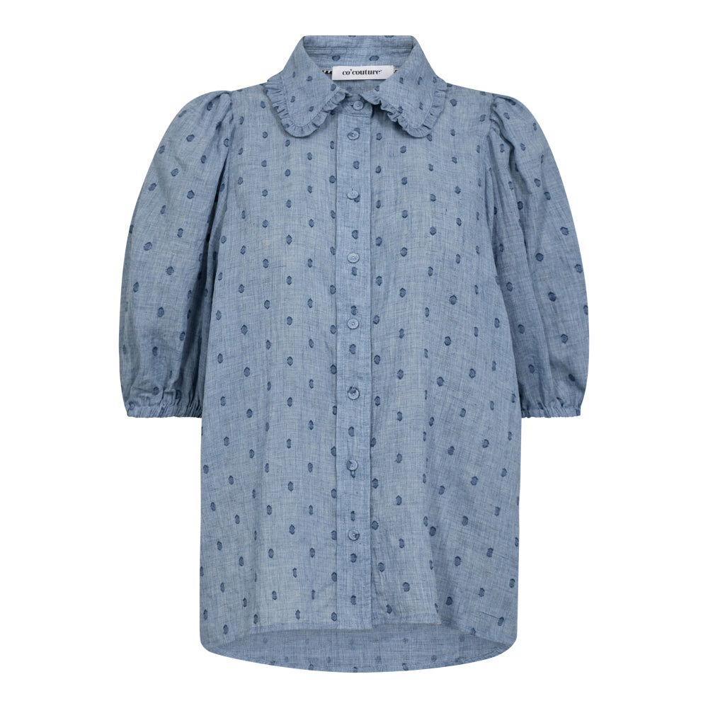 Co'Couture Dottiecc SS Blus - Dusty Blue