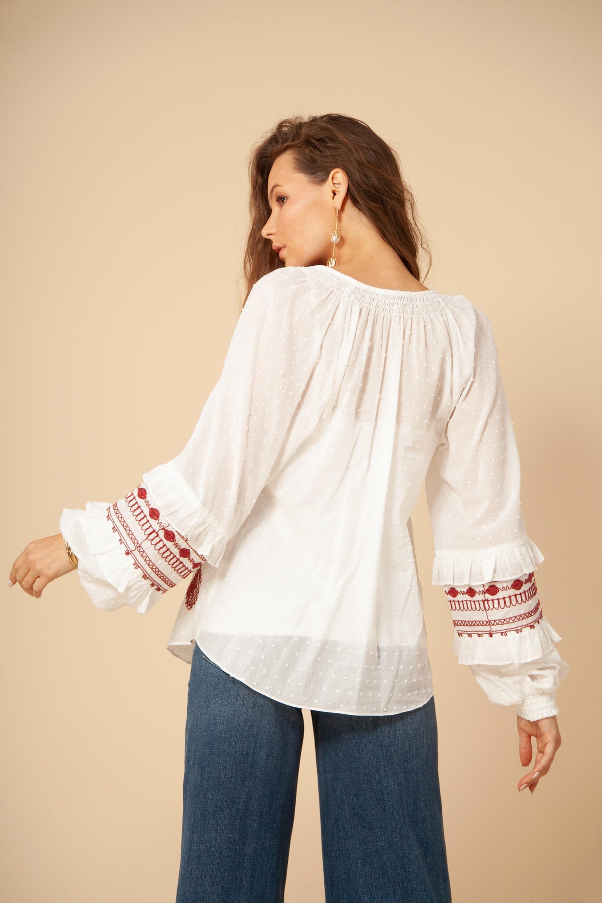 Dyana Embrodery Top - Red