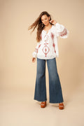 Dyana Embrodery Top - Red