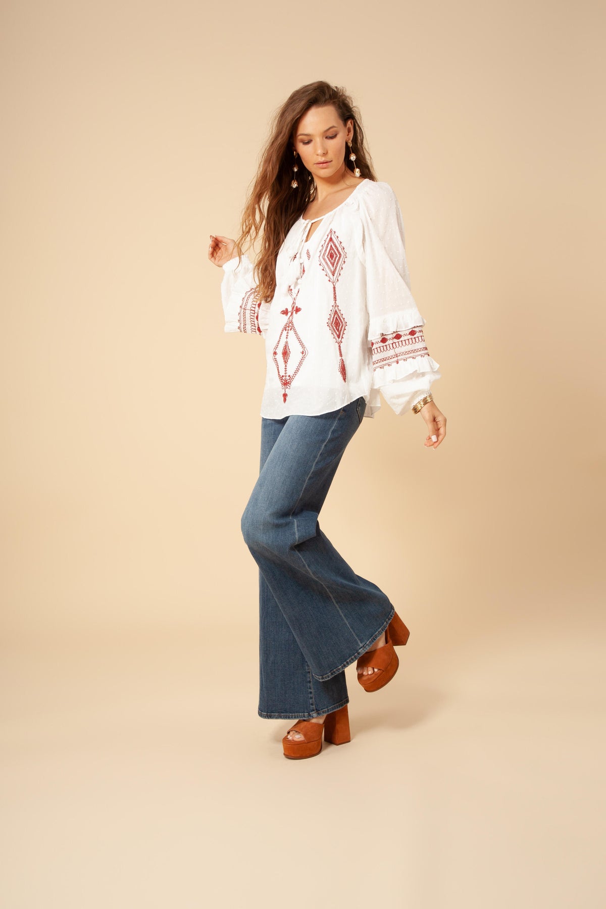 Dyana Embrodery Top - Red