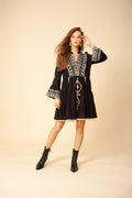 Tasha Embrodery Dress - Black