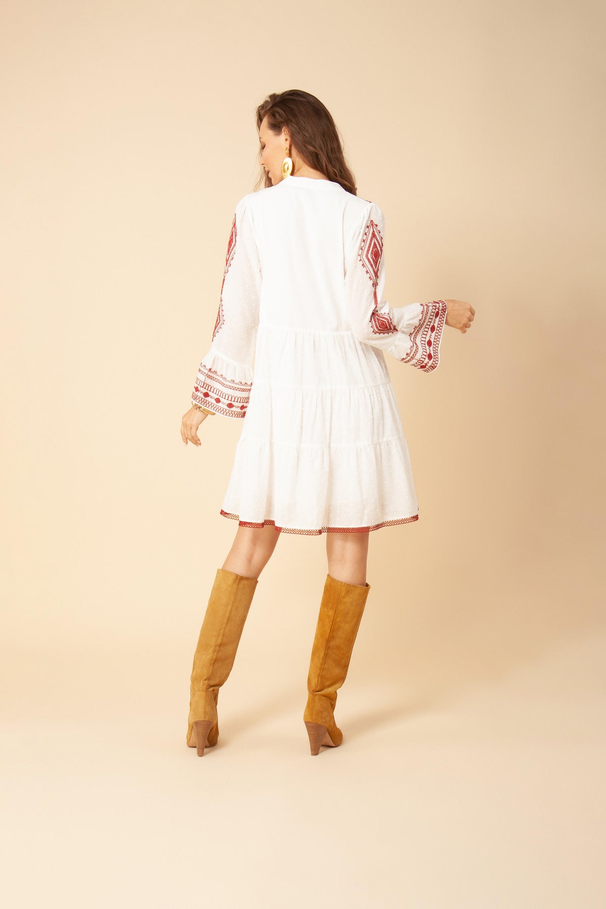 Tasha Embrodery Dress - Red