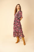Natasha Tiered Skirt Dress - Black