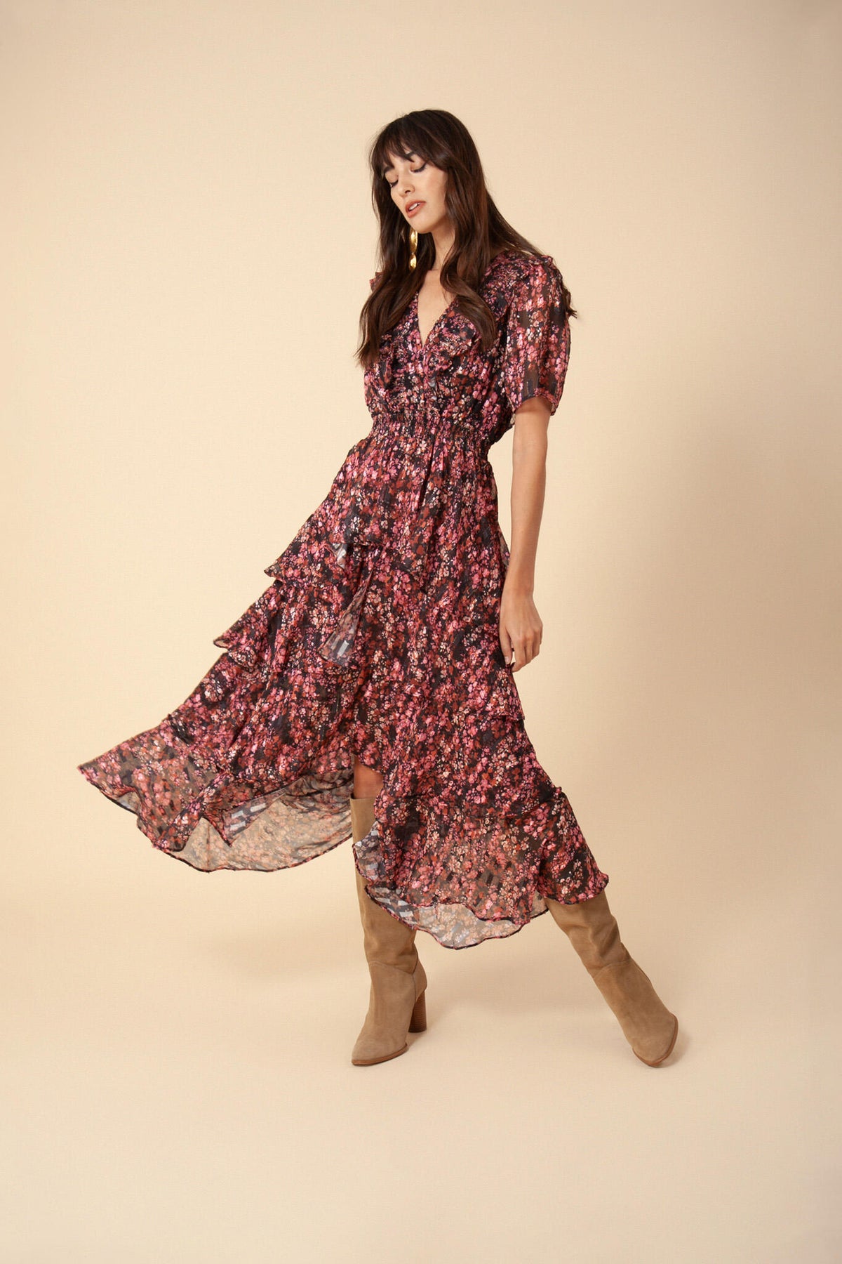 Jade Tiered Skirt Dress - Black