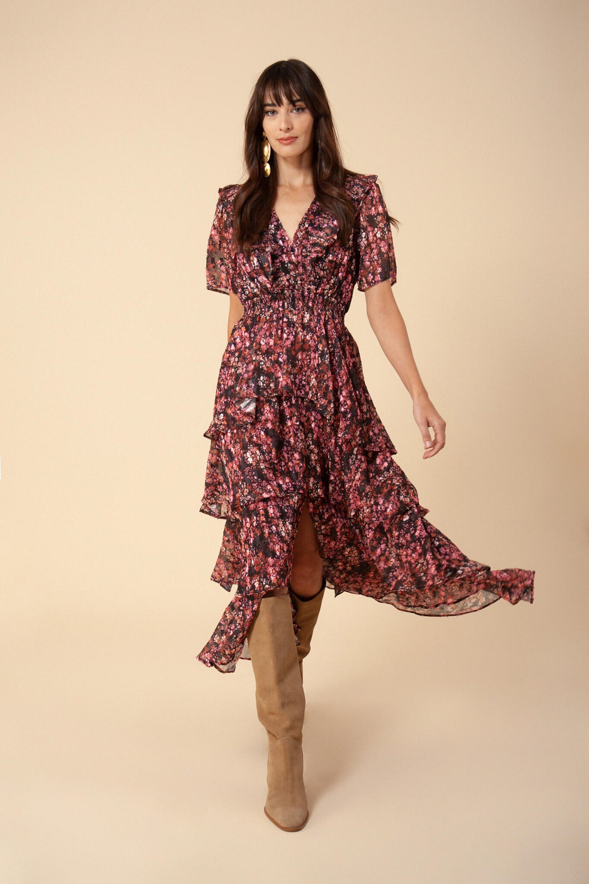 Jade Tiered Skirt Dress - Black