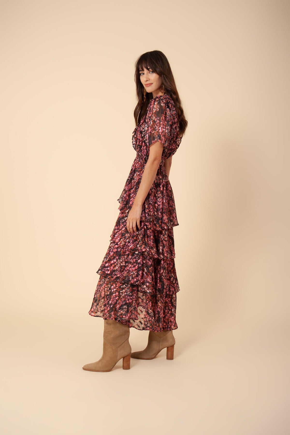 Jade Tiered Skirt Dress - Black