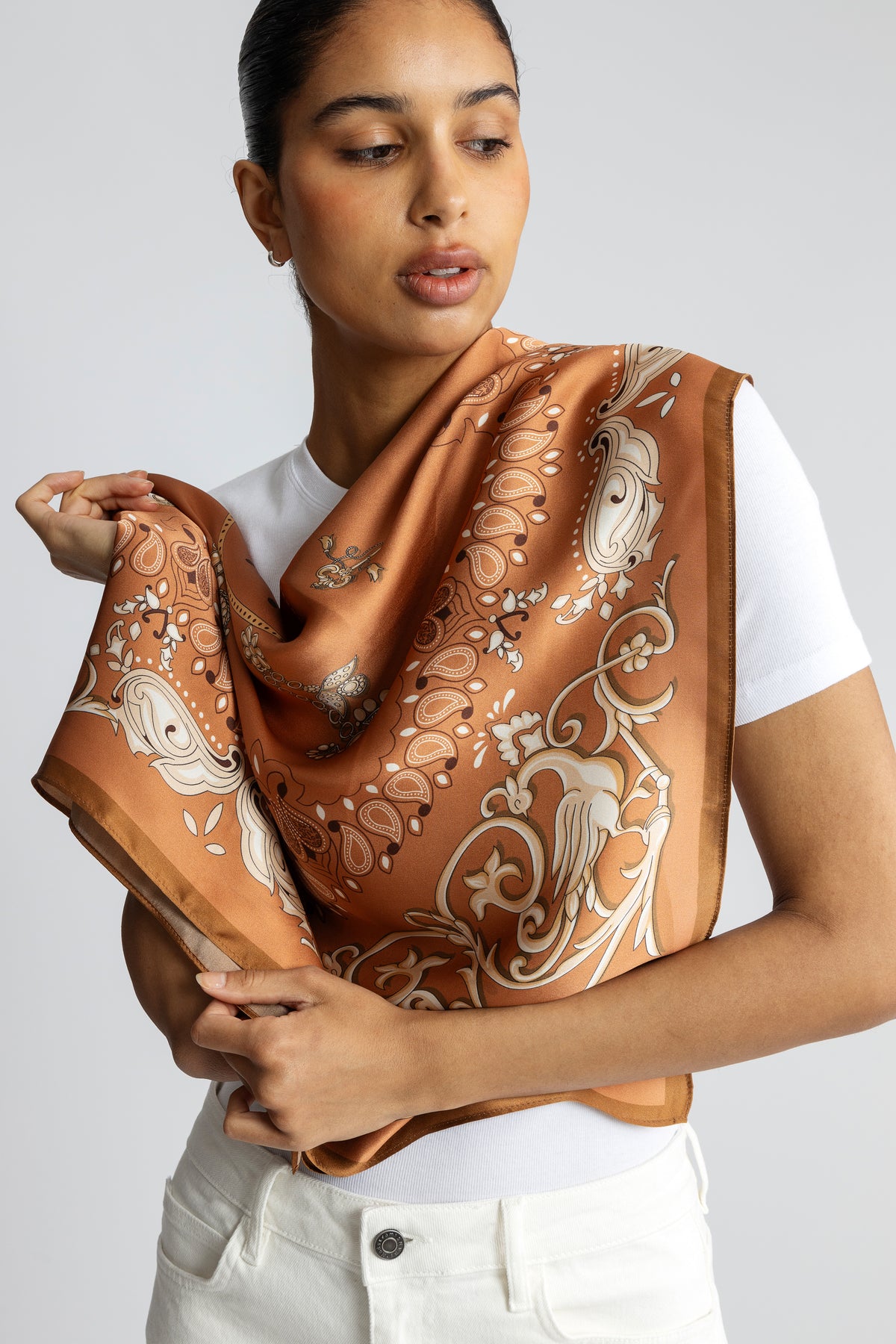 Lola Silk Scarf - Rust