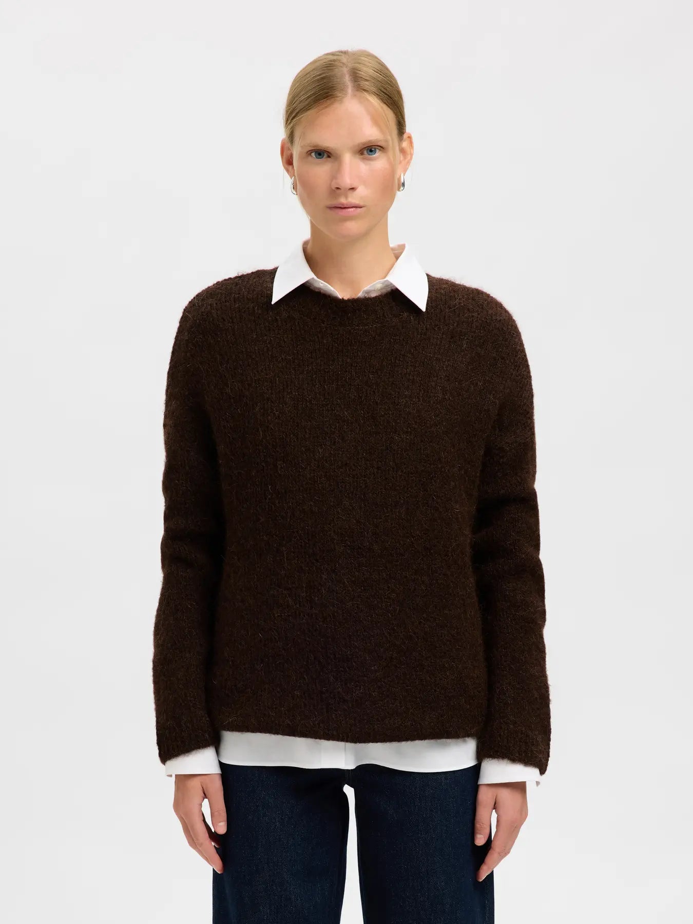 Gabriella Ls Knit New O-Neck - Delicioso Melange