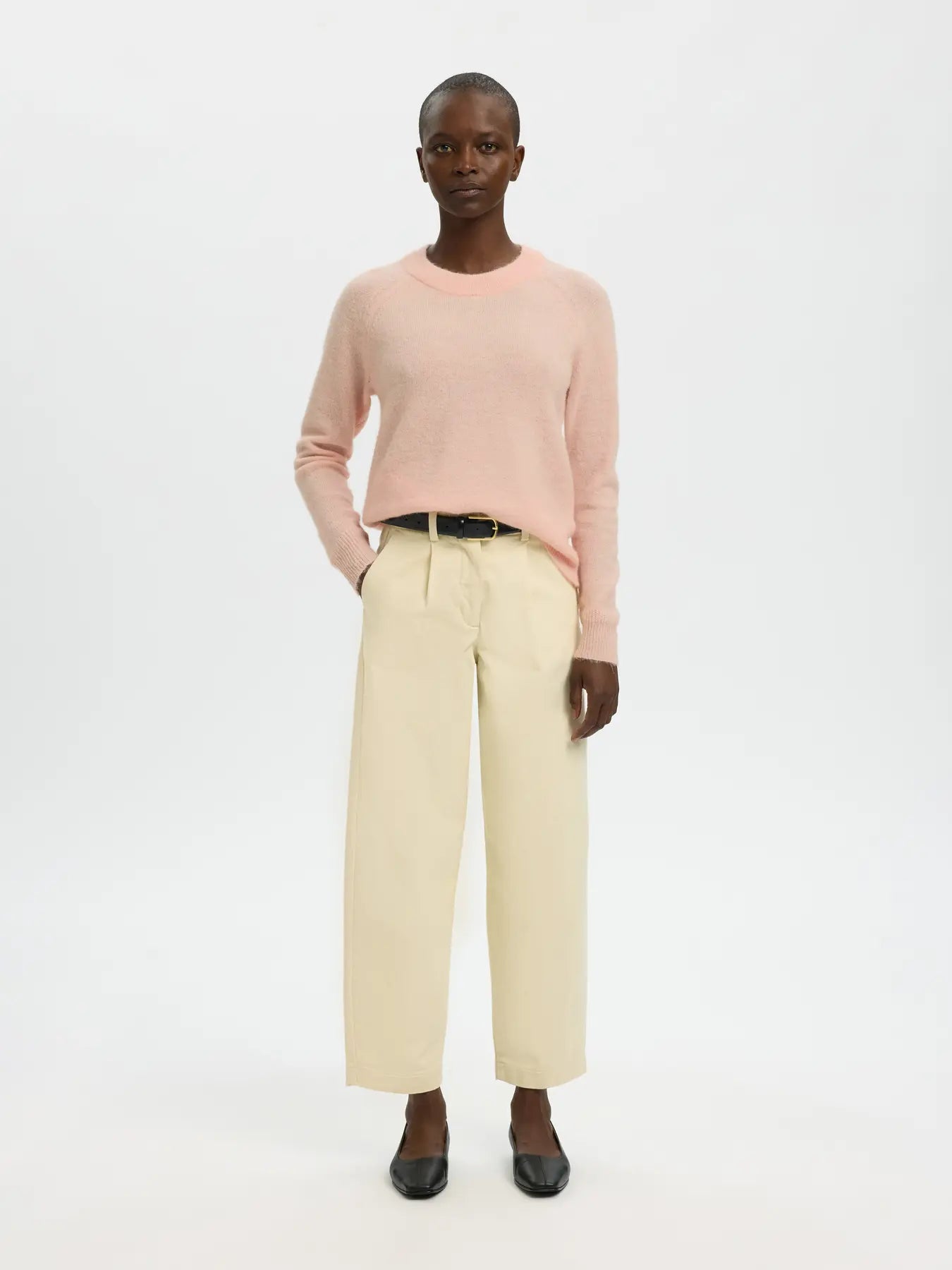 Lulu Ls Knit O-Neck - Pale Dogwood Melange