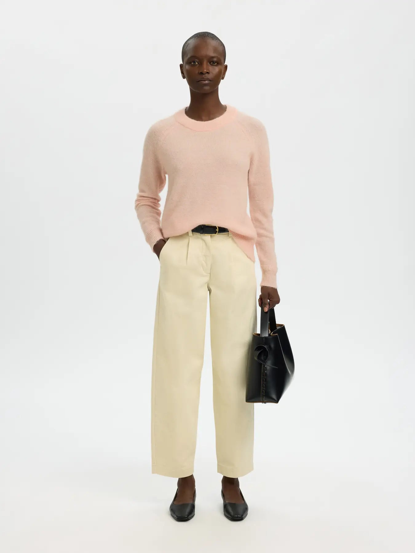 Lulu Ls Knit O-Neck - Pale Dogwood Melange