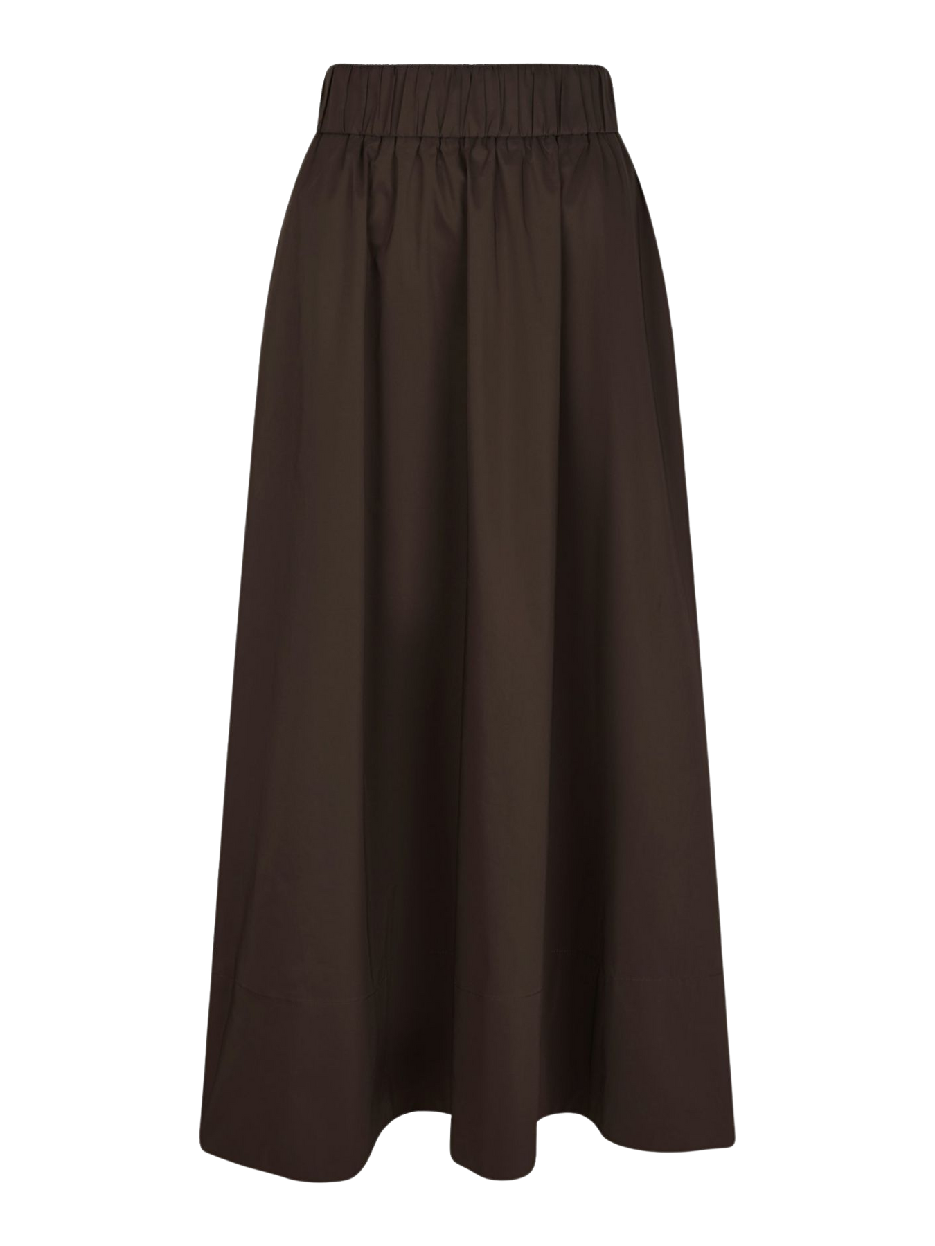 Yara Long Poplin Skirt - Chocolate Brown