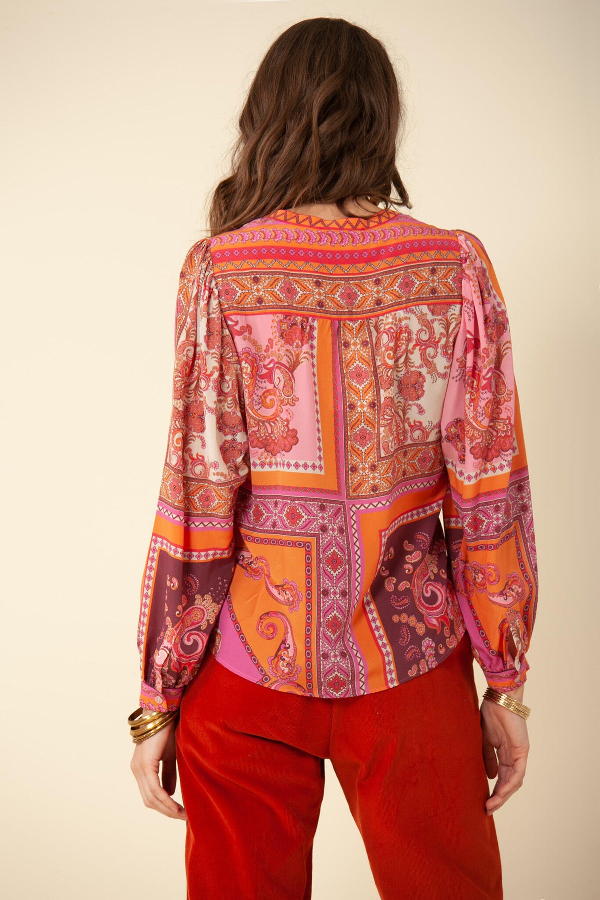 Louise Silk Blouse - Orange