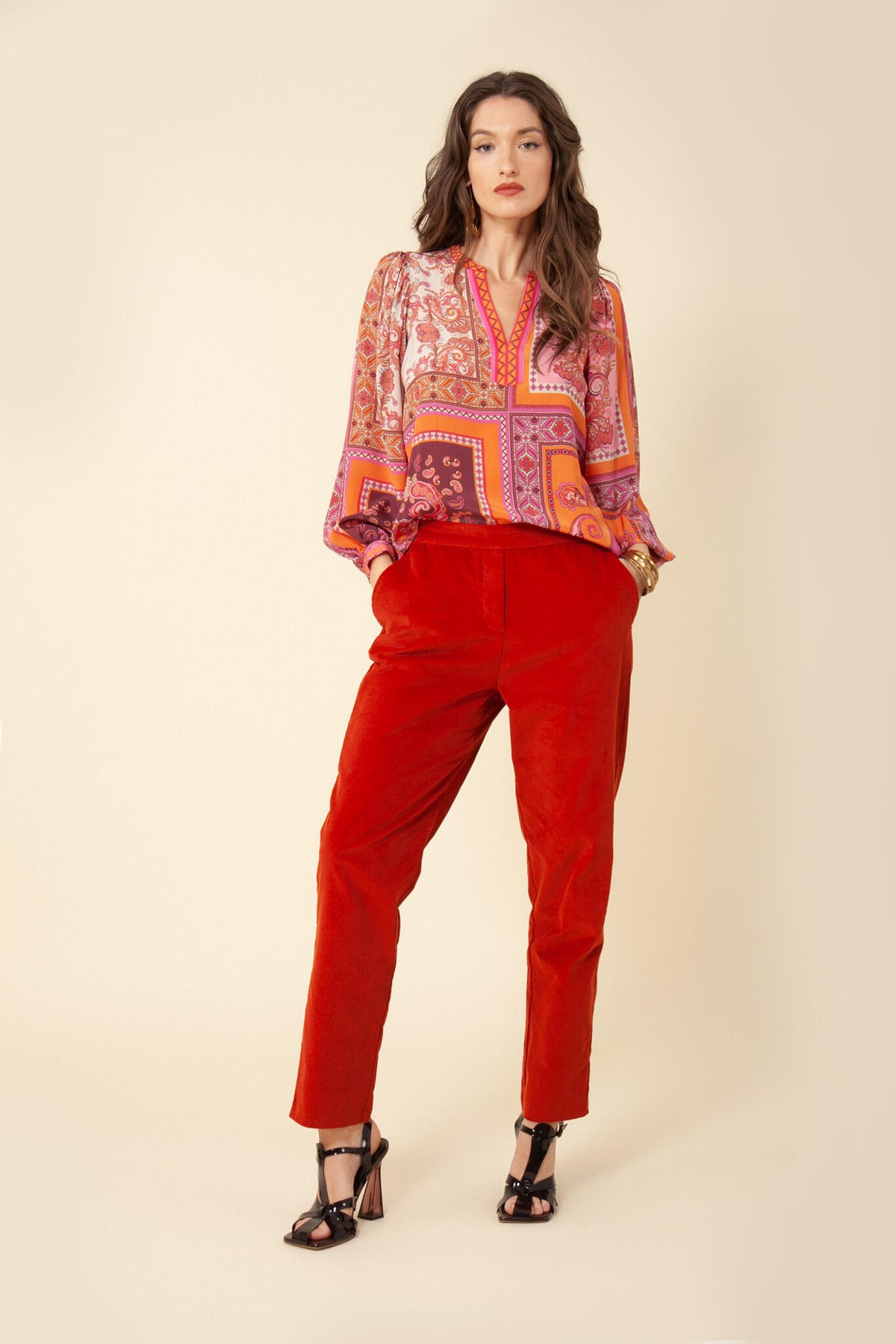 Louise Silk Blouse - Orange