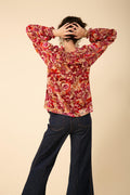 Alba Velvet Burnout Blouse - Pink