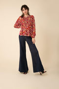 Alba Velvet Burnout Blouse - Pink