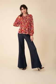 Alba Velvet Burnout Blouse - Pink