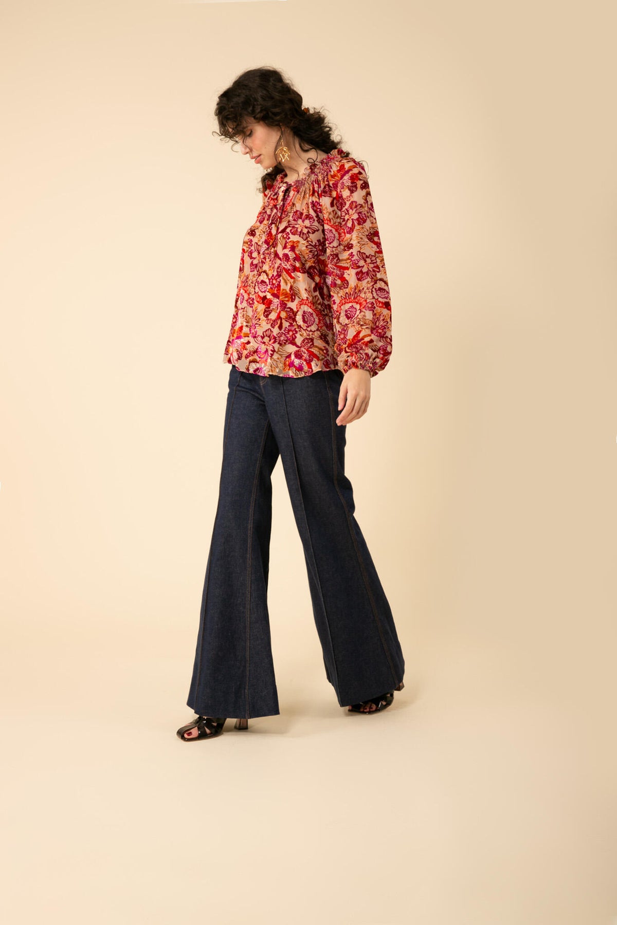 Alba Velvet Burnout Blouse - Pink