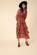 Jeanne Tiered Skirt Dress - Gold