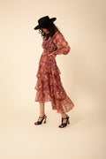 Jeanne Tiered Skirt Dress - Gold