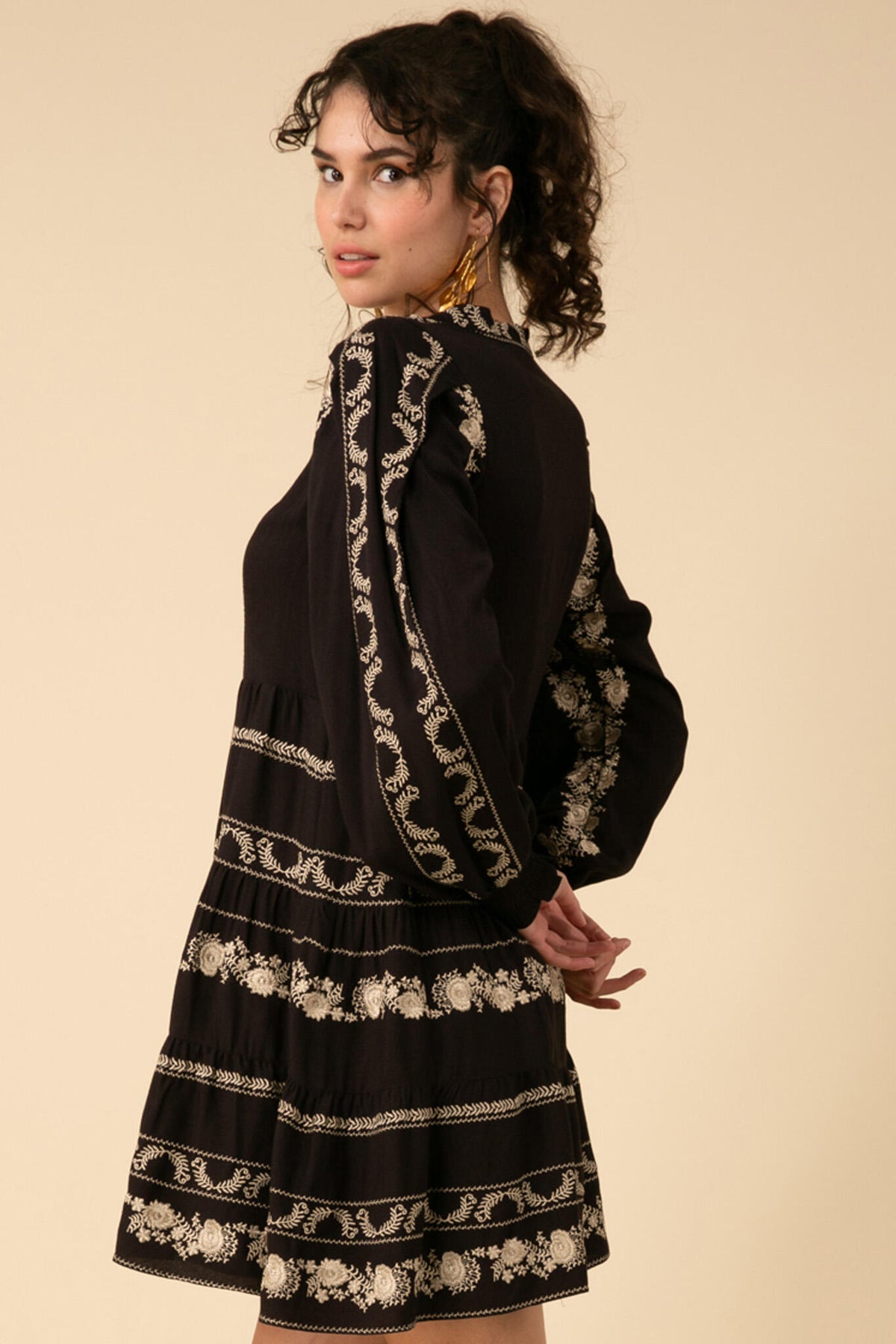 Luna Embrodery Dress - Black
