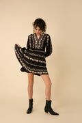 Luna Embrodery Dress - Black