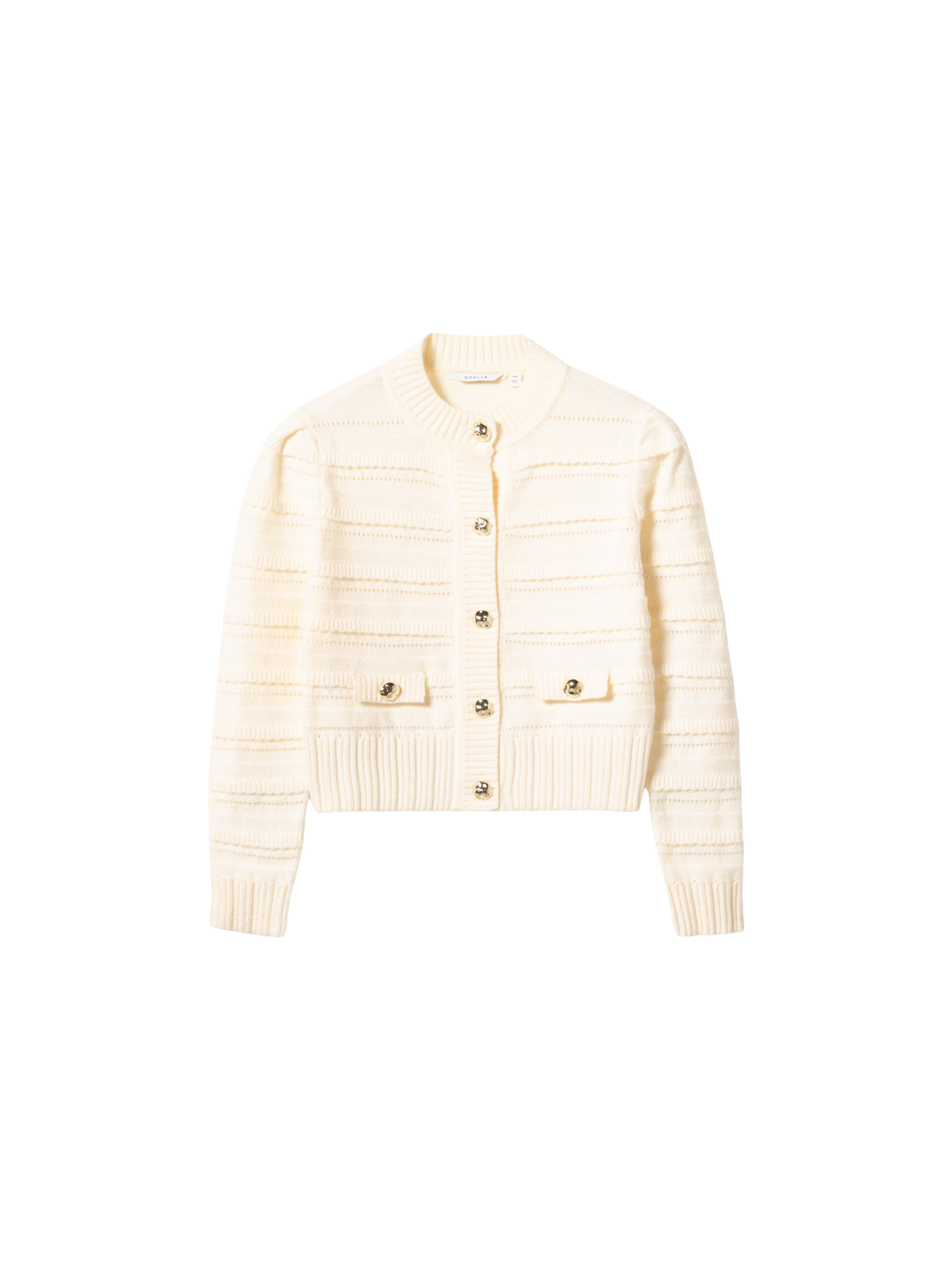 N-Maddison Stickad Kofta - Ivory